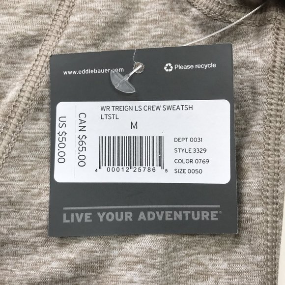 Eddie Bauer Women's sz M Treign Crew Neck Long Sleeve Training Sweat Taupe - Picture 11 of 11